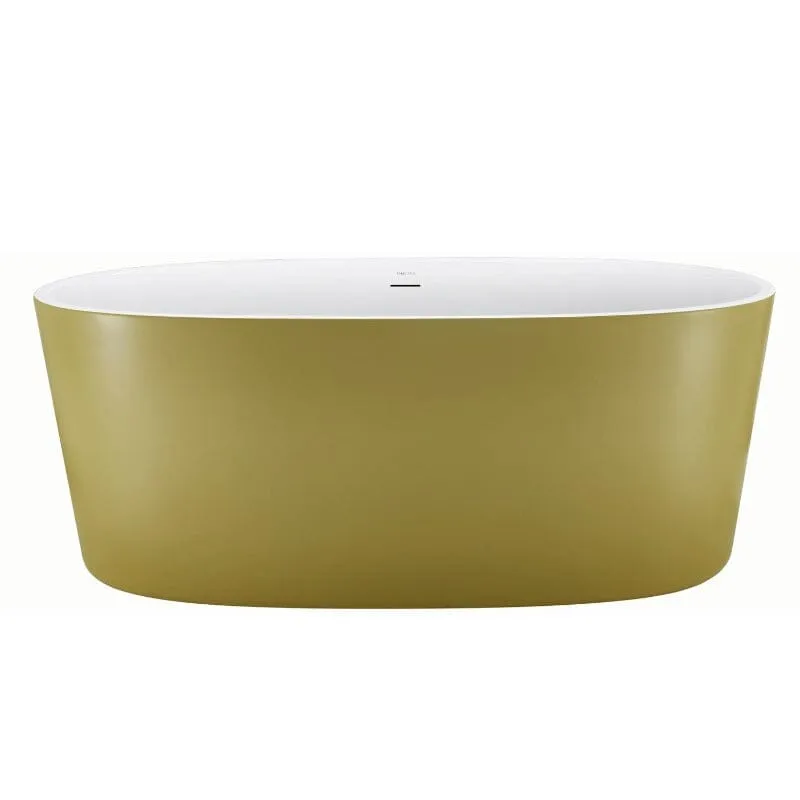 Mokleba 59" Acrylic Modern Bathtub Oval Shape Freestanding Soaking Tub