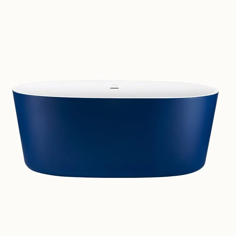 Mokleba 59" Acrylic Modern Bathtub Oval Shape Freestanding Soaking Tub