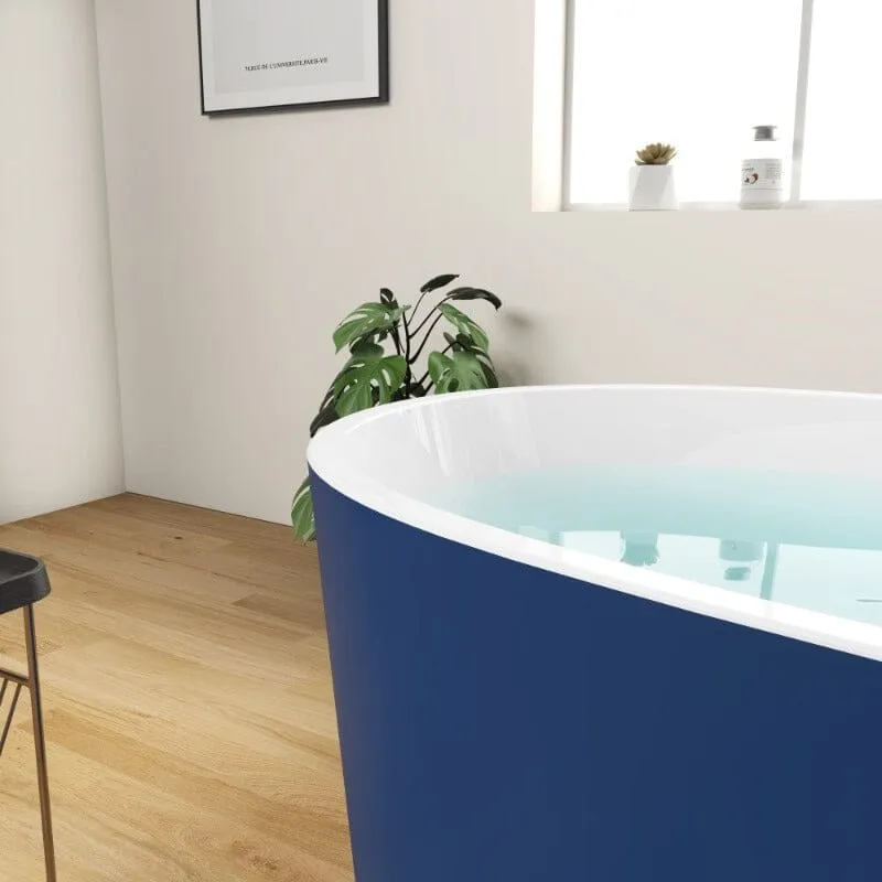 Mokleba 59" Acrylic Modern Bathtub Oval Shape Freestanding Soaking Tub