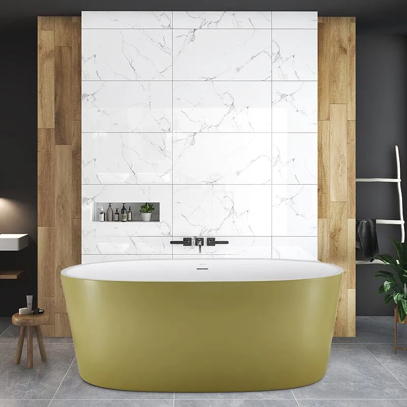 Mokleba 59" Acrylic Modern Bathtub Oval Shape Freestanding Soaking Tub