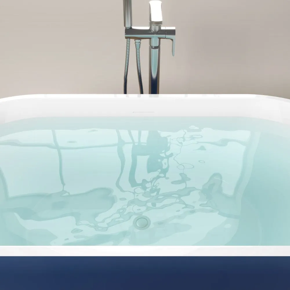 Mokleba 59" Center Drain Freestanding Soaking Bathtub