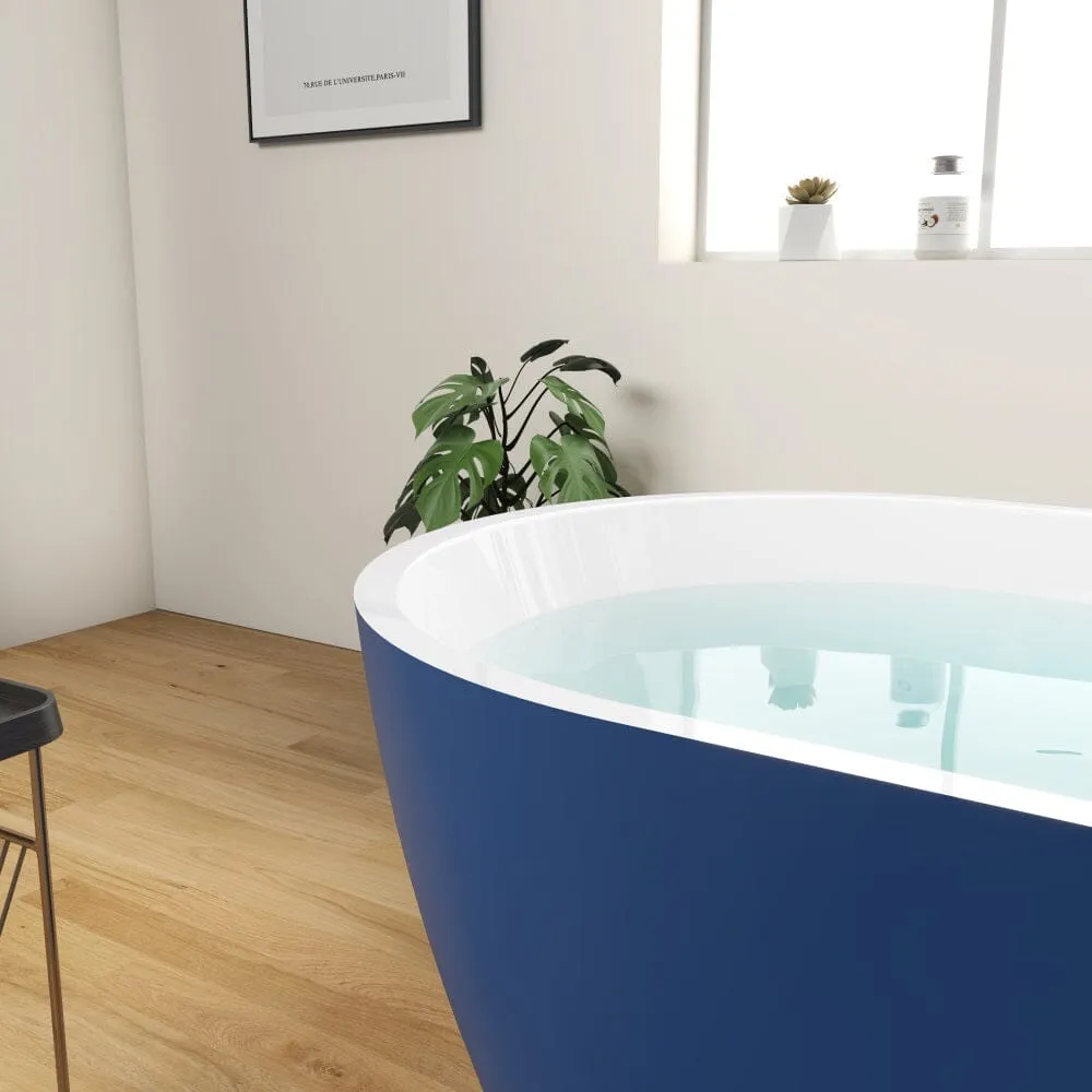 Mokleba 59" Center Drain Freestanding Soaking Bathtub