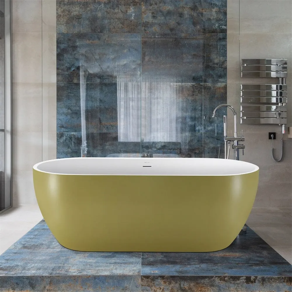 Mokleba 59" Center Drain Freestanding Soaking Bathtub