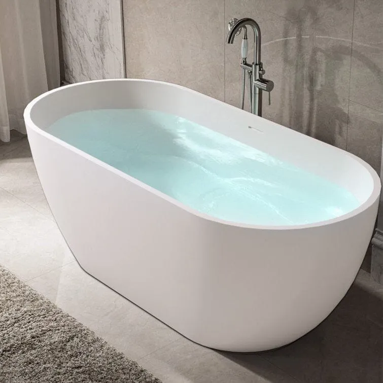 Mokleba 59" Center Drain Freestanding Soaking Bathtub