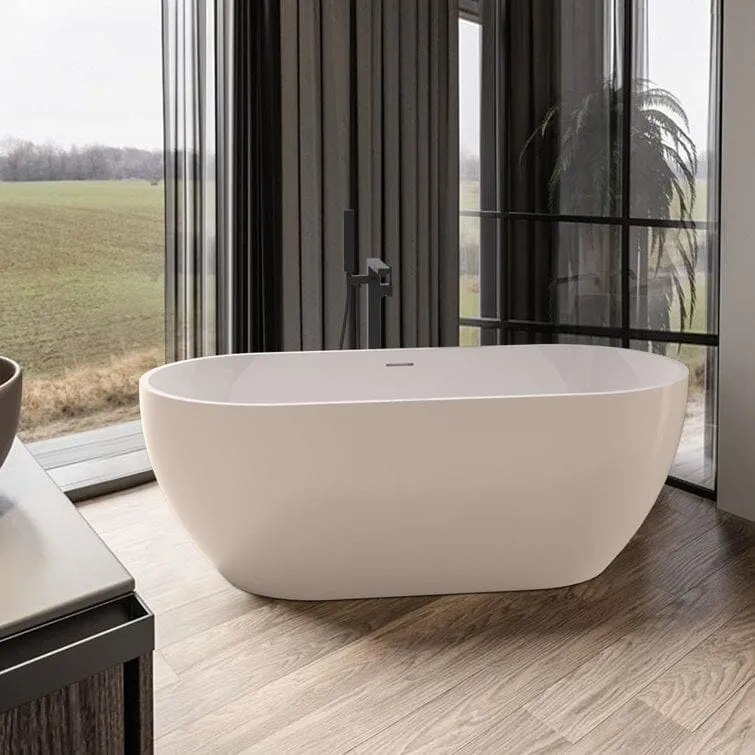 Mokleba 59" Center Drain Freestanding Soaking Bathtub