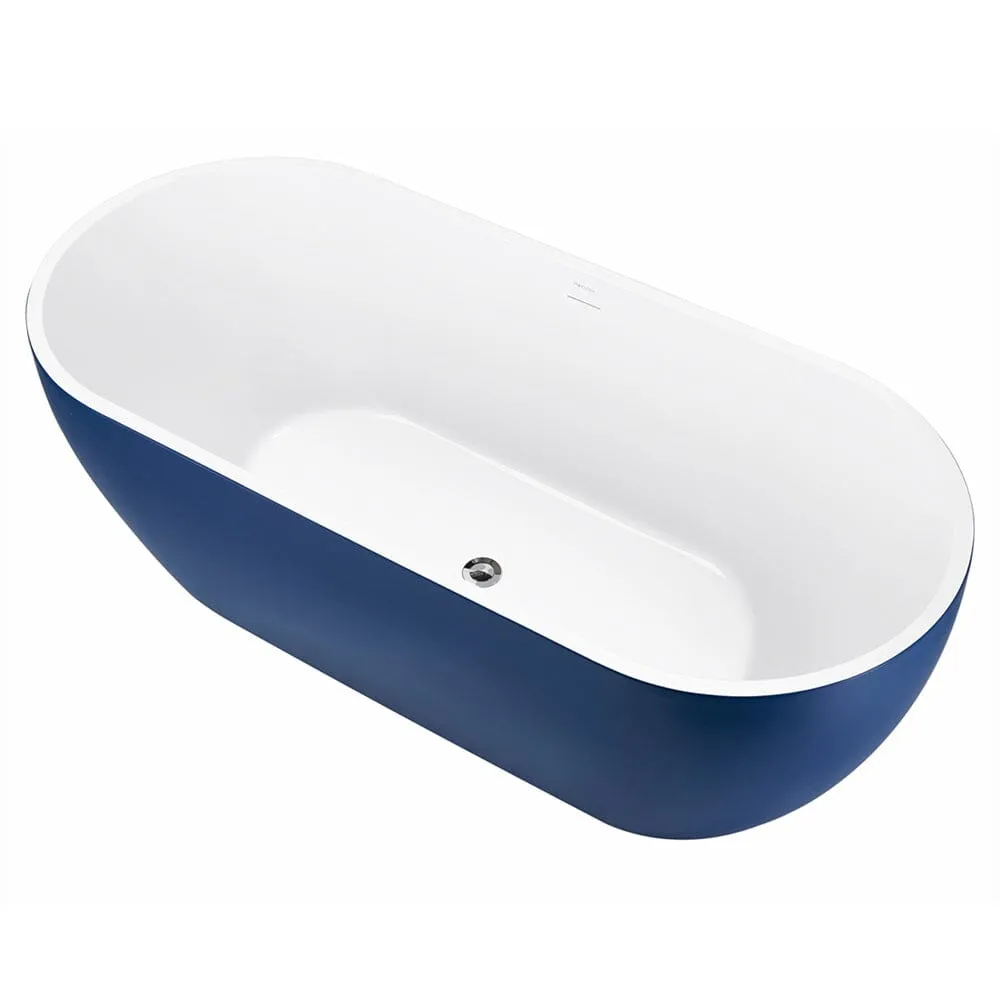 Mokleba 59" Center Drain Freestanding Soaking Bathtub