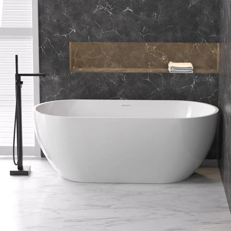 Mokleba 59" Center Drain Freestanding Soaking Bathtub