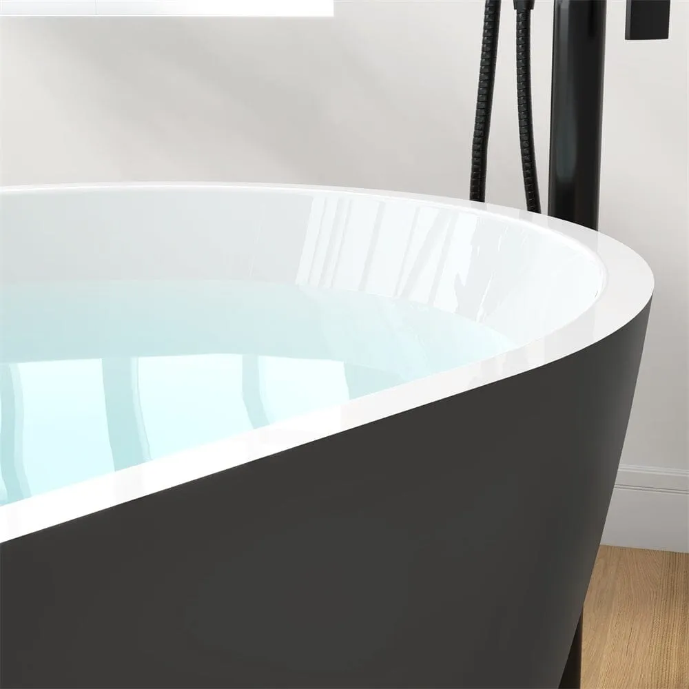 Mokleba 59" Center Drain Freestanding Soaking Bathtub