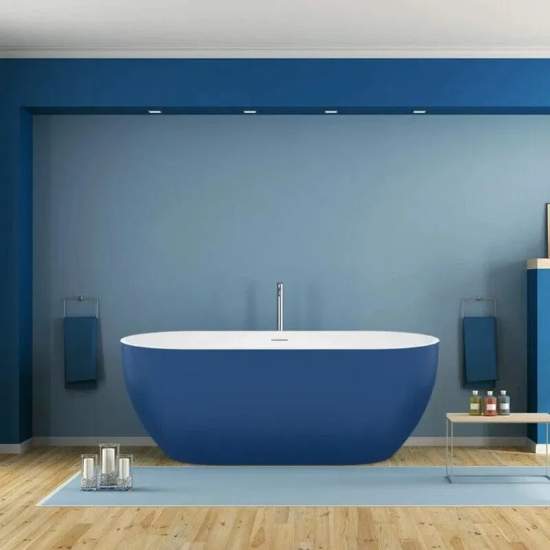 Mokleba 59" Center Drain Freestanding Soaking Bathtub