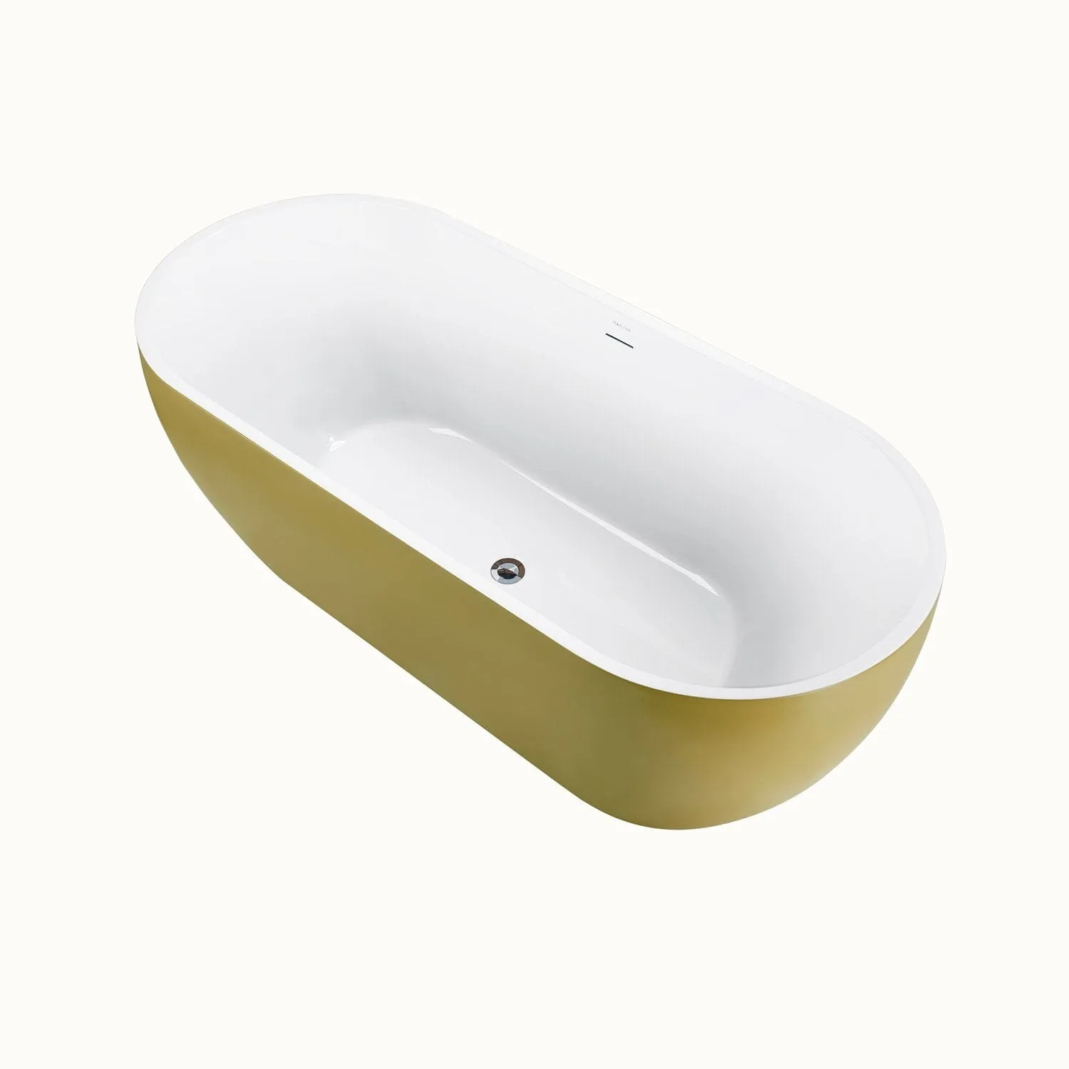 Mokleba 59" Center Drain Freestanding Soaking Bathtub