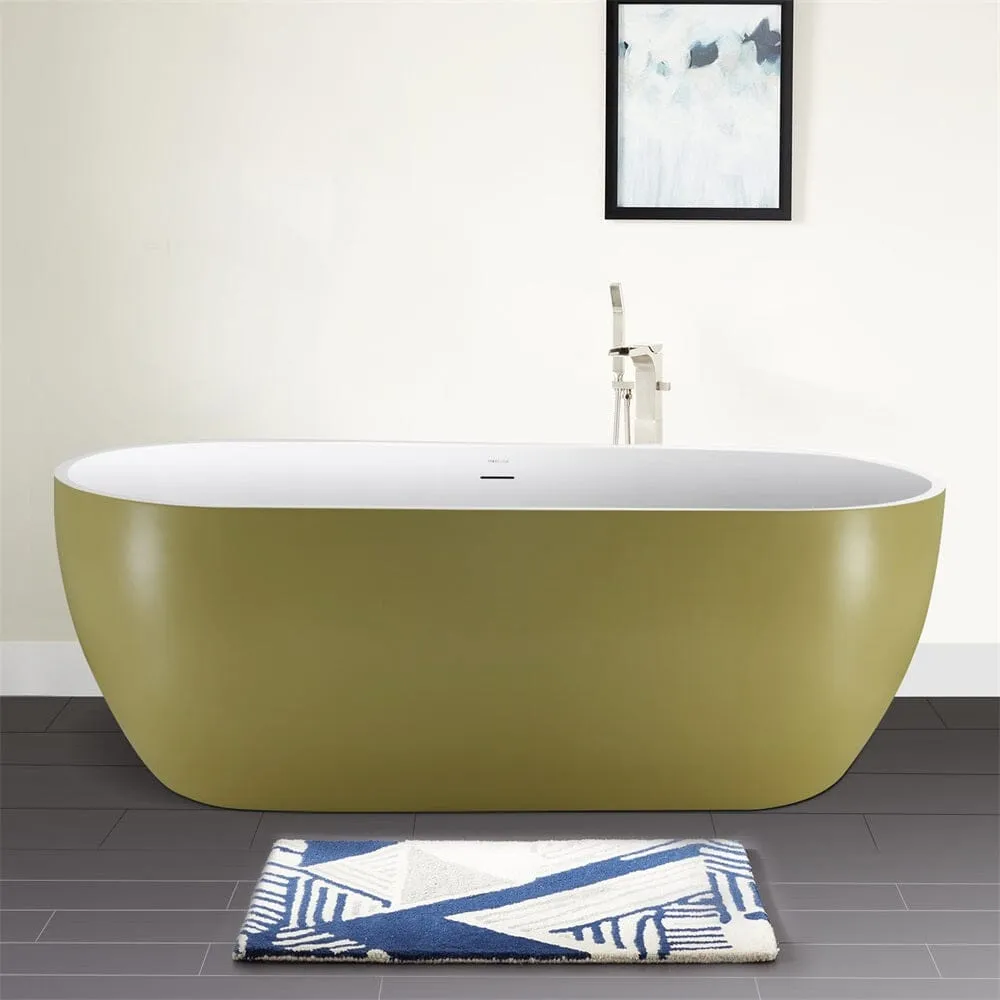 Mokleba 59" Center Drain Freestanding Soaking Bathtub