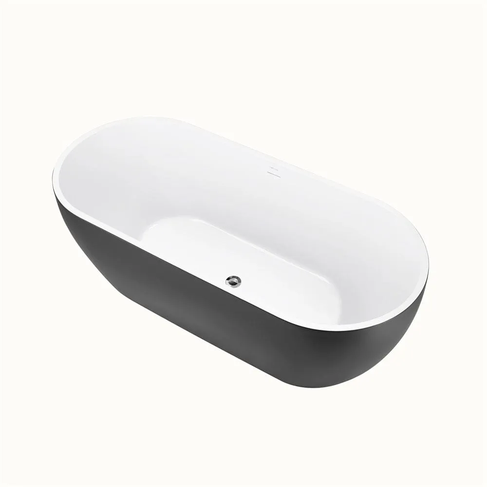 Mokleba 59" Center Drain Freestanding Soaking Bathtub