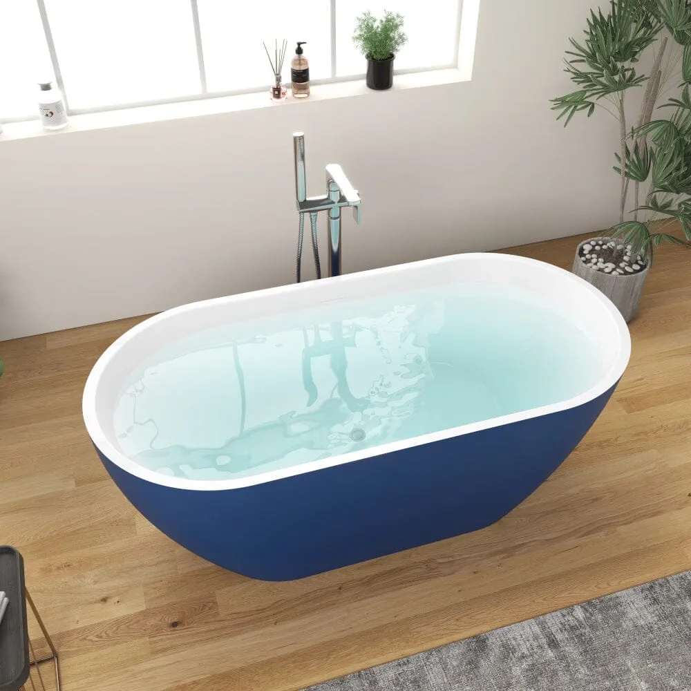 Mokleba 59" Center Drain Freestanding Soaking Bathtub