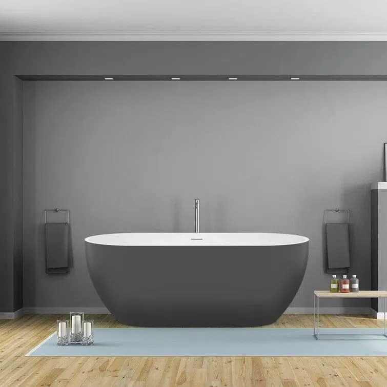 Mokleba 59" Center Drain Freestanding Soaking Bathtub