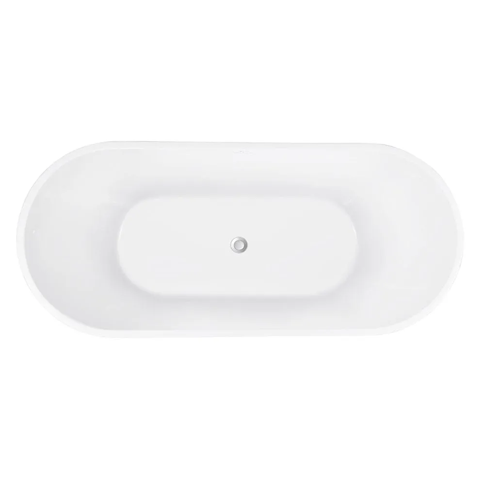 Mokleba 59" Center Drain Freestanding Soaking Bathtub