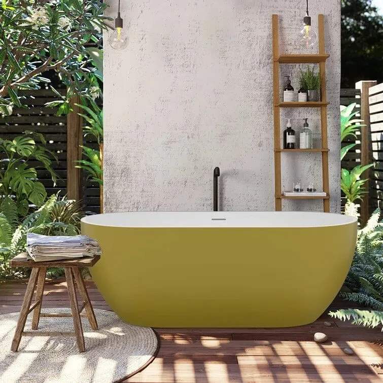 Mokleba 59" Center Drain Freestanding Soaking Bathtub