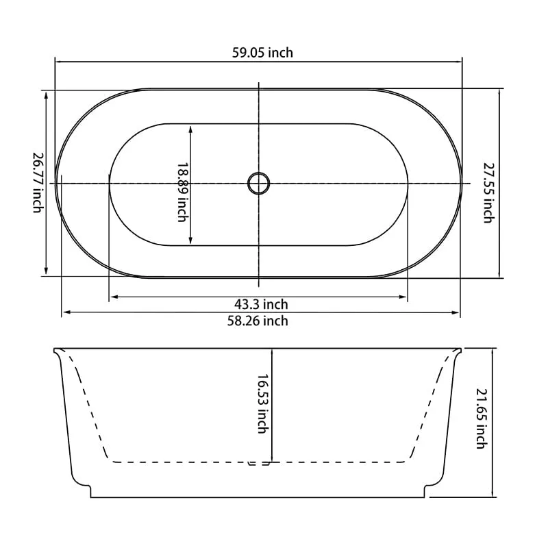 Mokleba 59" Oval Solid Surface Freestanding Soaking Tub