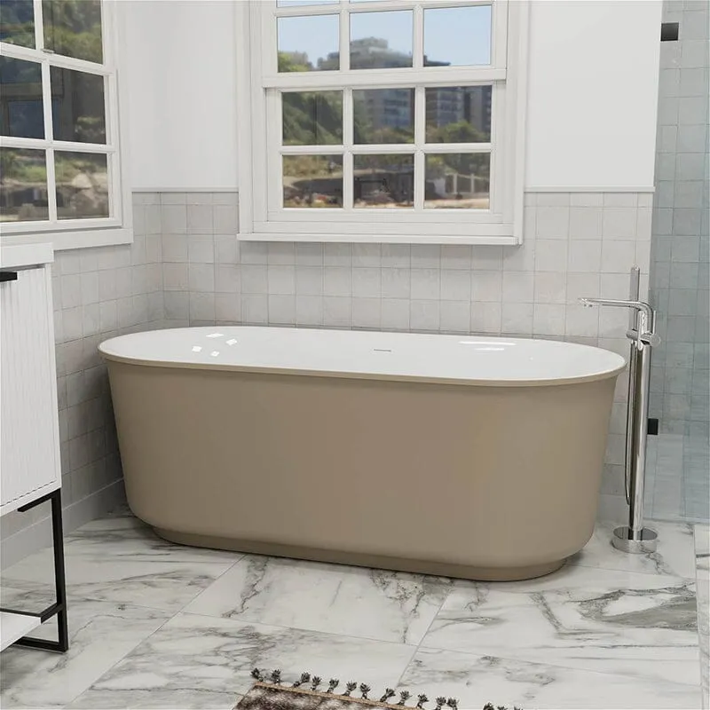 Mokleba 59" Oval Solid Surface Freestanding Soaking Tub