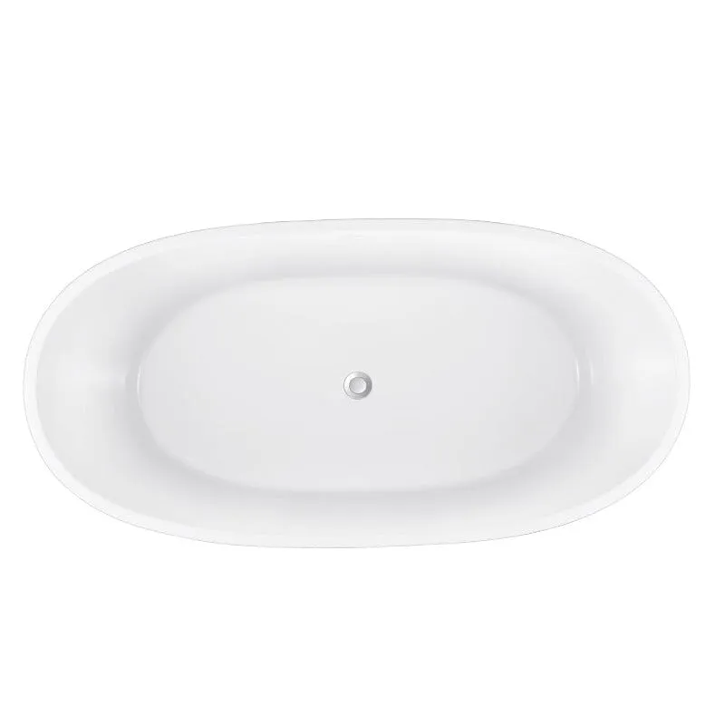 Mokleba 63" Acrylic Modern Bathtub Oval Shape Freestanding Soaking Tub