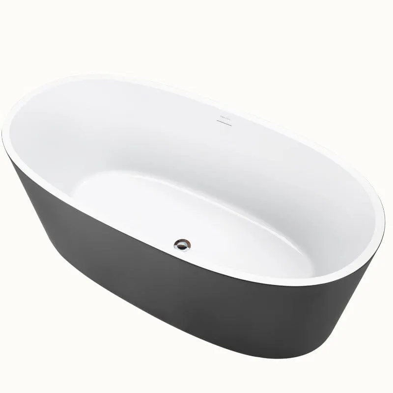 Mokleba 63" Acrylic Modern Bathtub Oval Shape Freestanding Soaking Tub