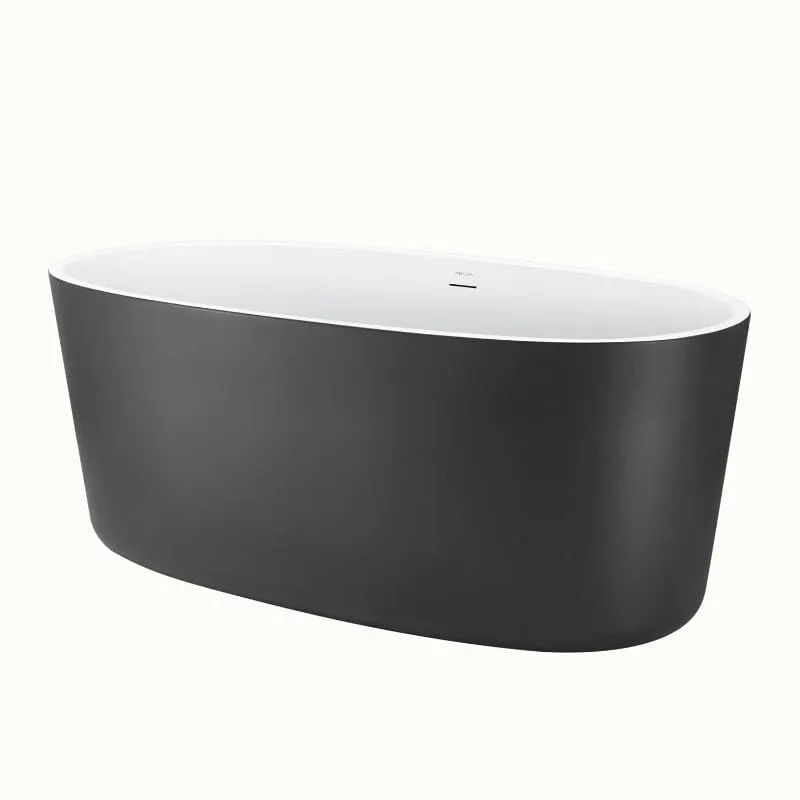 Mokleba 63" Acrylic Modern Bathtub Oval Shape Freestanding Soaking Tub