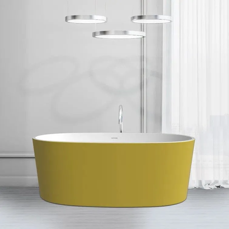 Mokleba 63" Acrylic Modern Bathtub Oval Shape Freestanding Soaking Tub