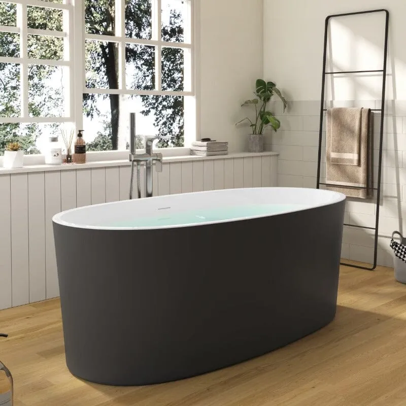 Mokleba 63" Acrylic Modern Bathtub Oval Shape Freestanding Soaking Tub