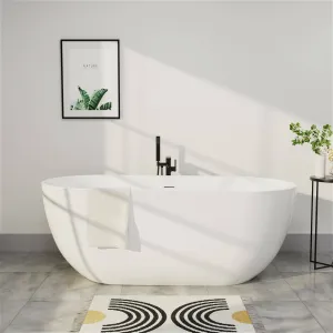 Mokleba 67" Acrylic Oval Large Space Freestanding Soaking Bathtub White