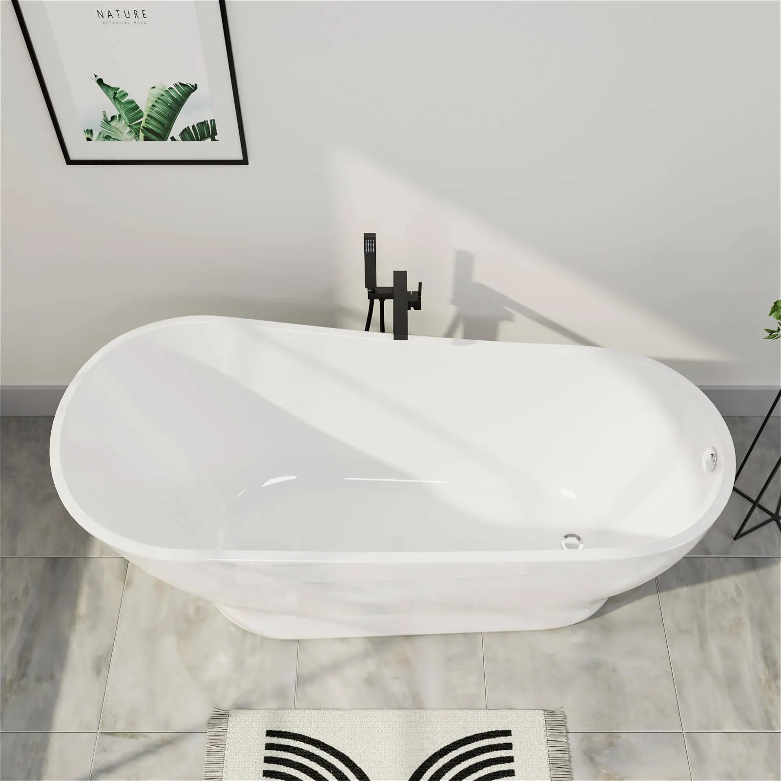 Mokleba 67" Acrylic Single Slipper Tub Curve Shape Freestanding Bathtub