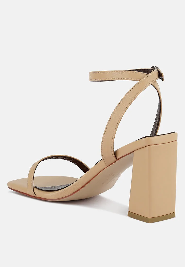 Mooncut Ankle Strap Block Heel Sandals