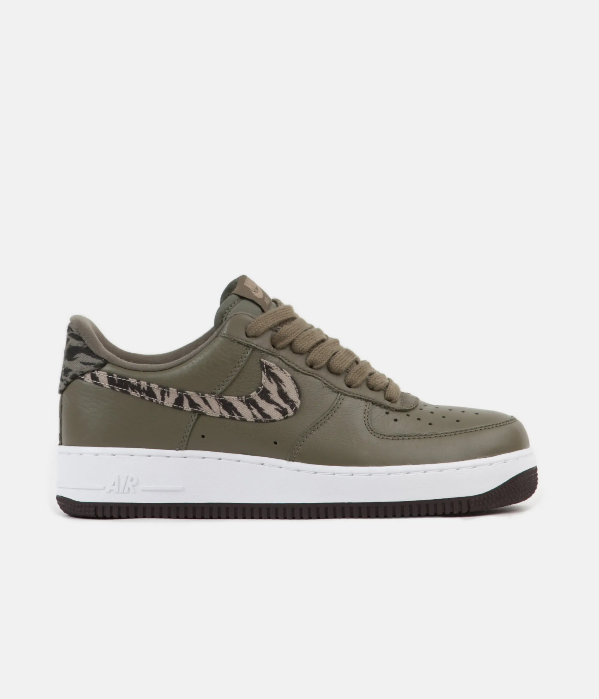 Nike Air Force 1 Premium AOP Shoes - Medium Olive / Khaki - Velvet Brown - White