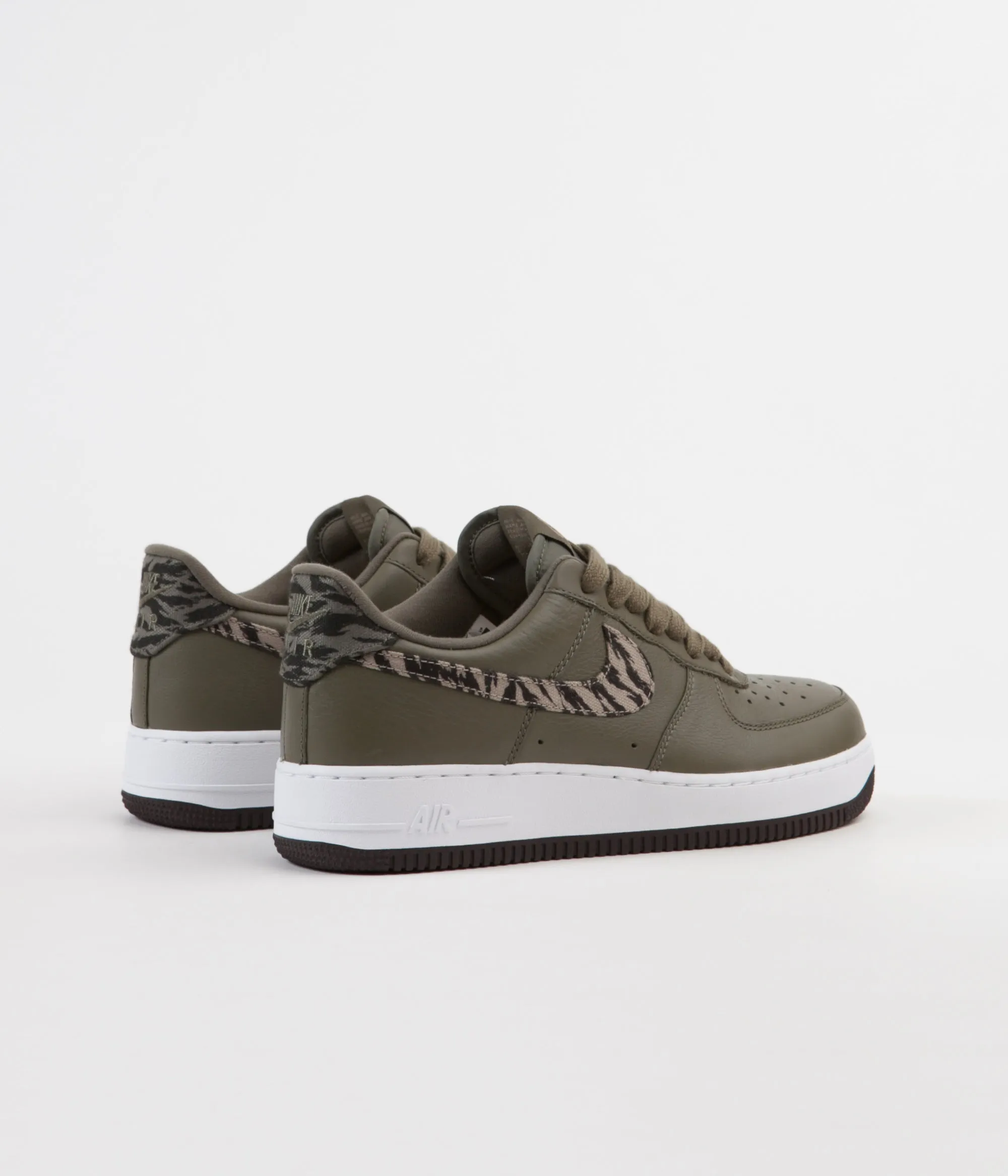 Nike Air Force 1 Premium AOP Shoes - Medium Olive / Khaki - Velvet Brown - White