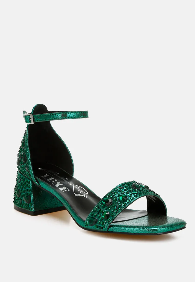 Nocturnal Rhinestone Embellished Shimmer Sandals