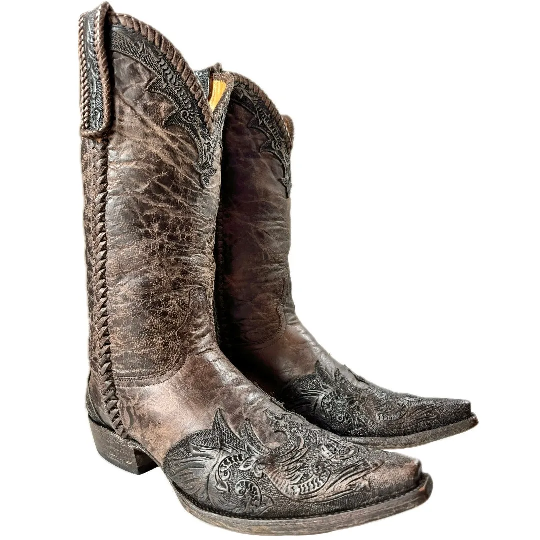 OLD GRINGO Diaz Tooled Brown Leather Cowboy Western Boots