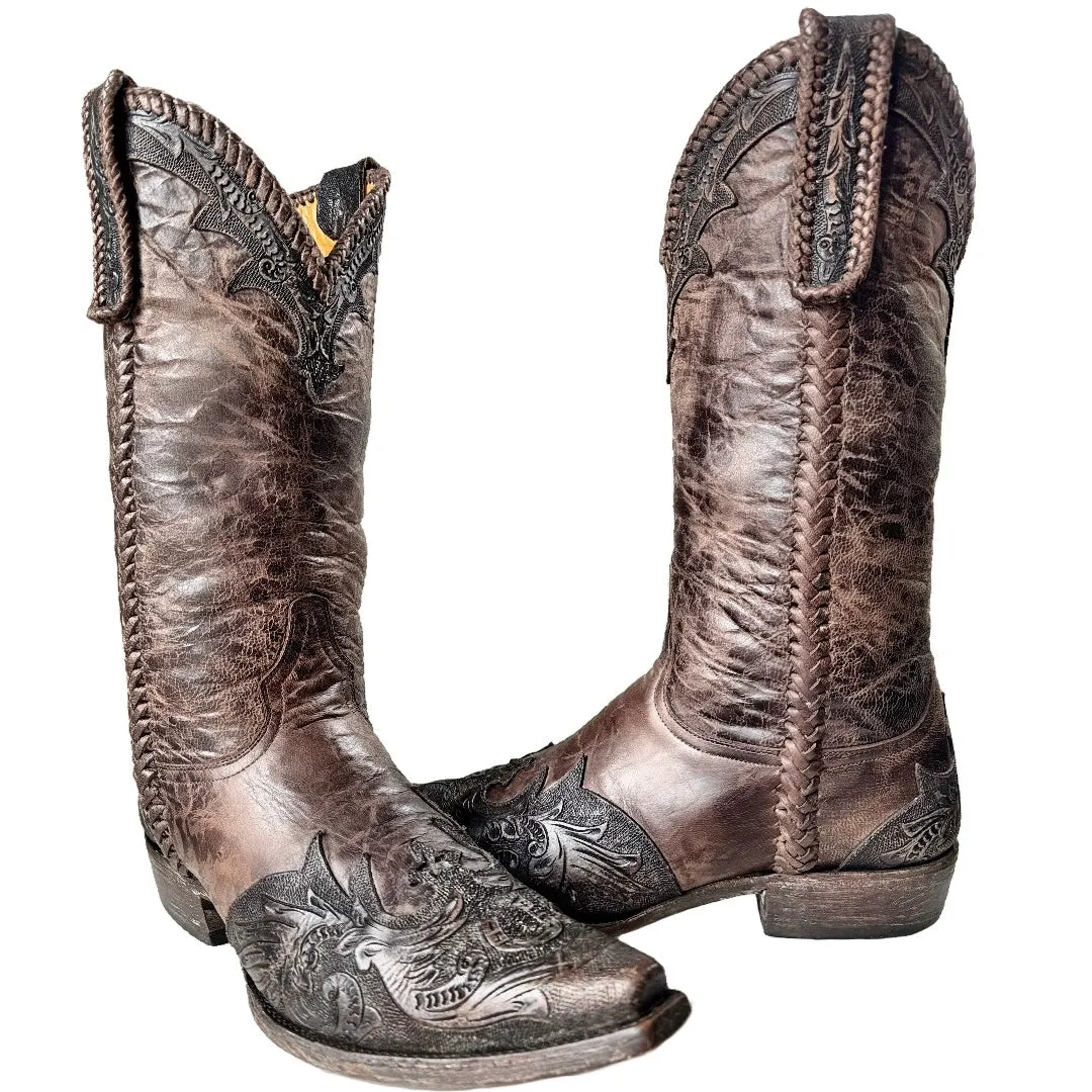 OLD GRINGO Diaz Tooled Brown Leather Cowboy Western Boots