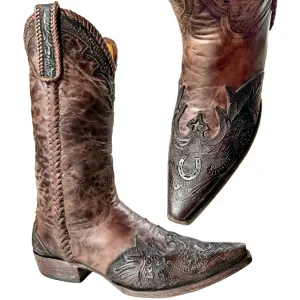 OLD GRINGO Diaz Tooled Brown Leather Cowboy Western Boots