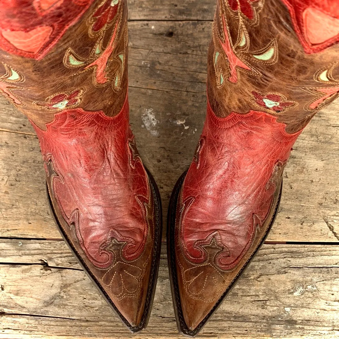 OLD GRINGO Golondrina Bird Floral Red Brown Leather Cowgirl Cowboy Western Boots