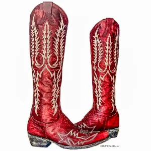 OLD GRINGO Mayra Embroidered Tall Knee High Red Leather Cowgirl Western Boots