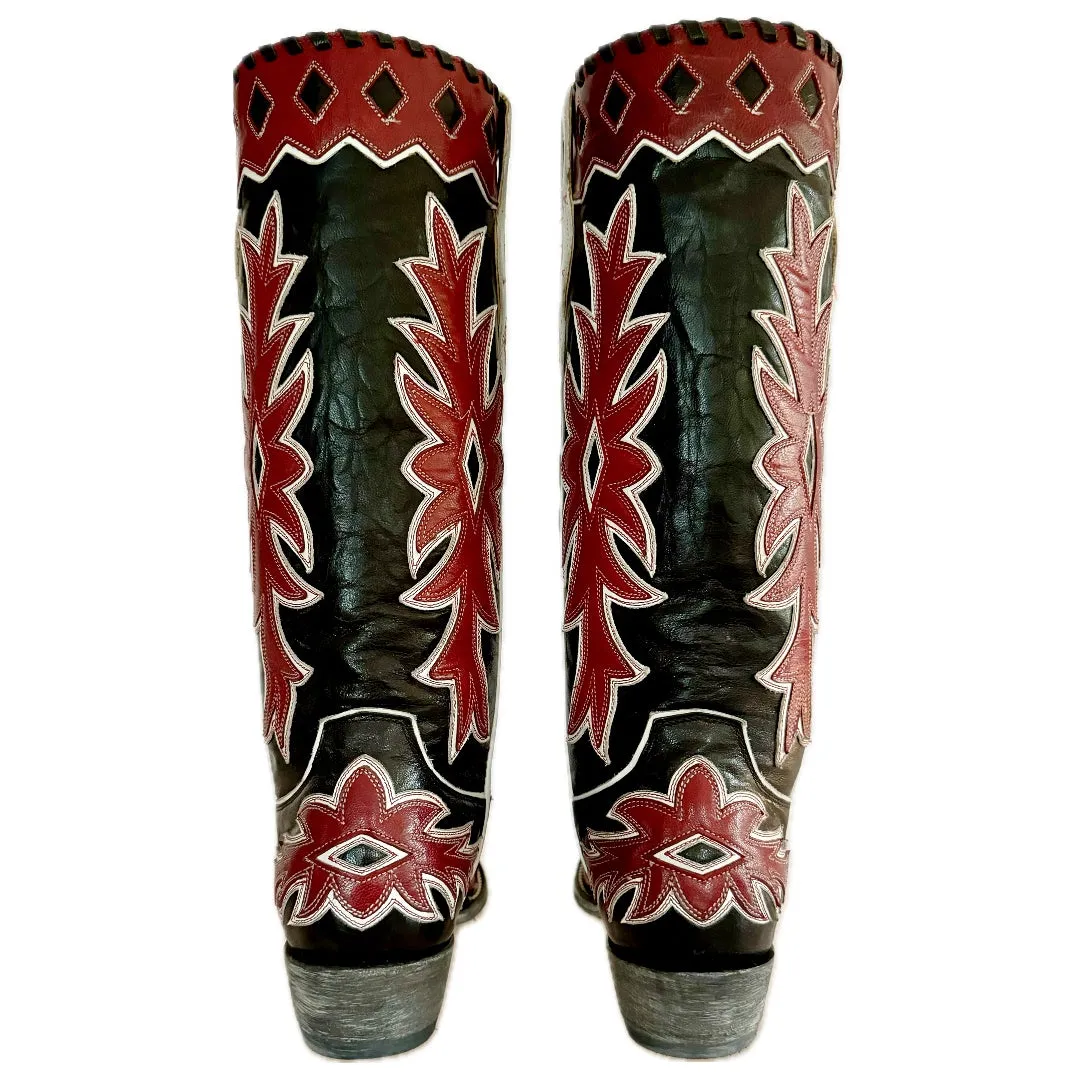 OLD GRINGO Miles City Vintage Style Black Red Womens Cowboy Boots