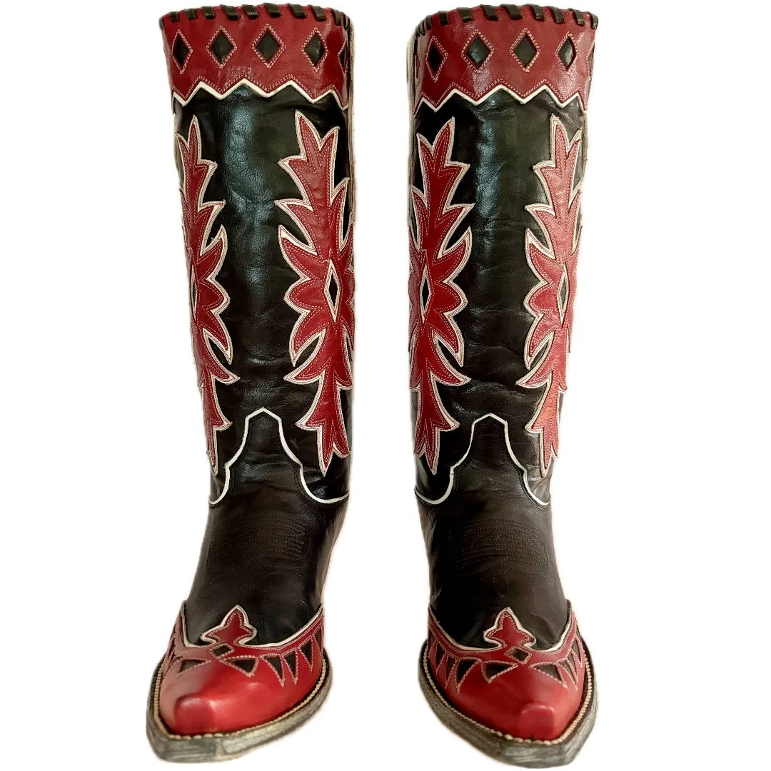 OLD GRINGO Miles City Vintage Style Black Red Womens Cowboy Boots