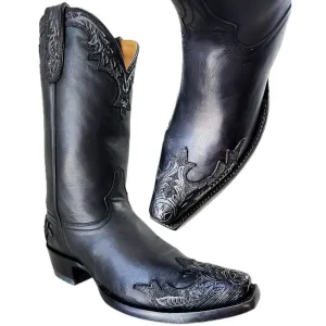 OLD GRINGO Porfirio Tooled Black Leather Cowboy Western Boots