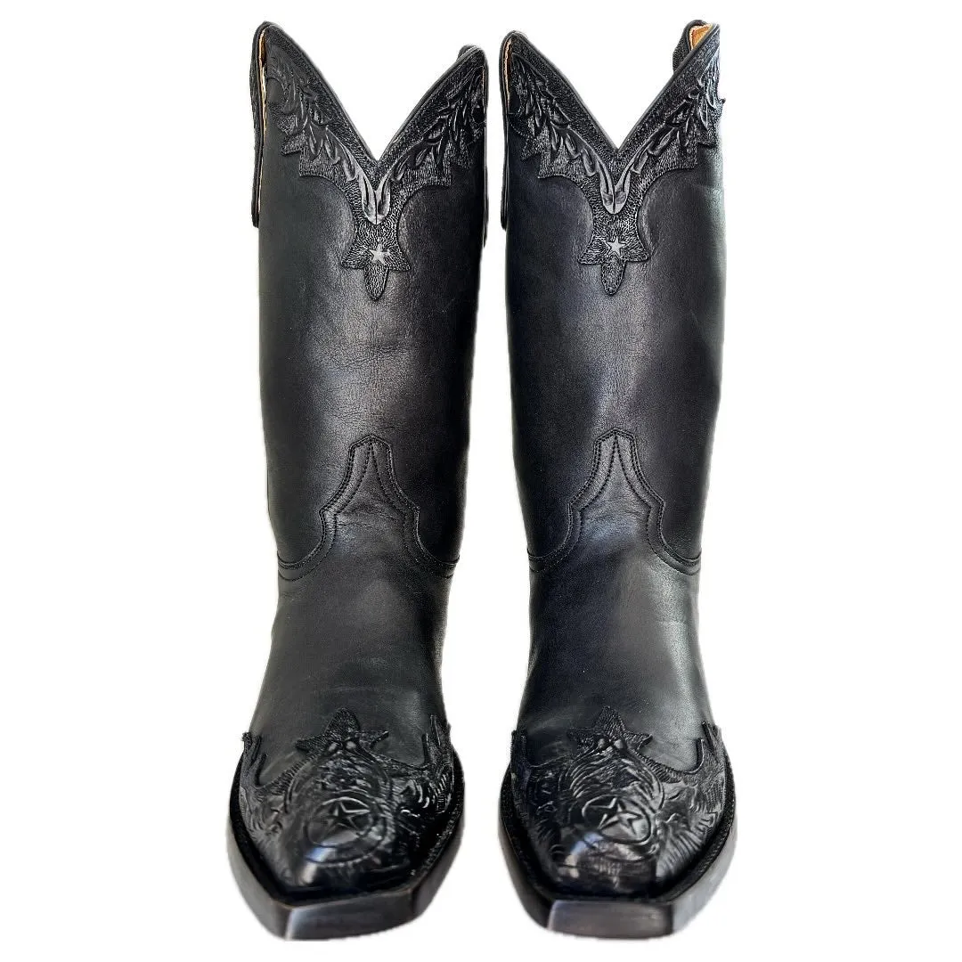 OLD GRINGO Porfirio Tooled Black Leather Cowboy Western Boots