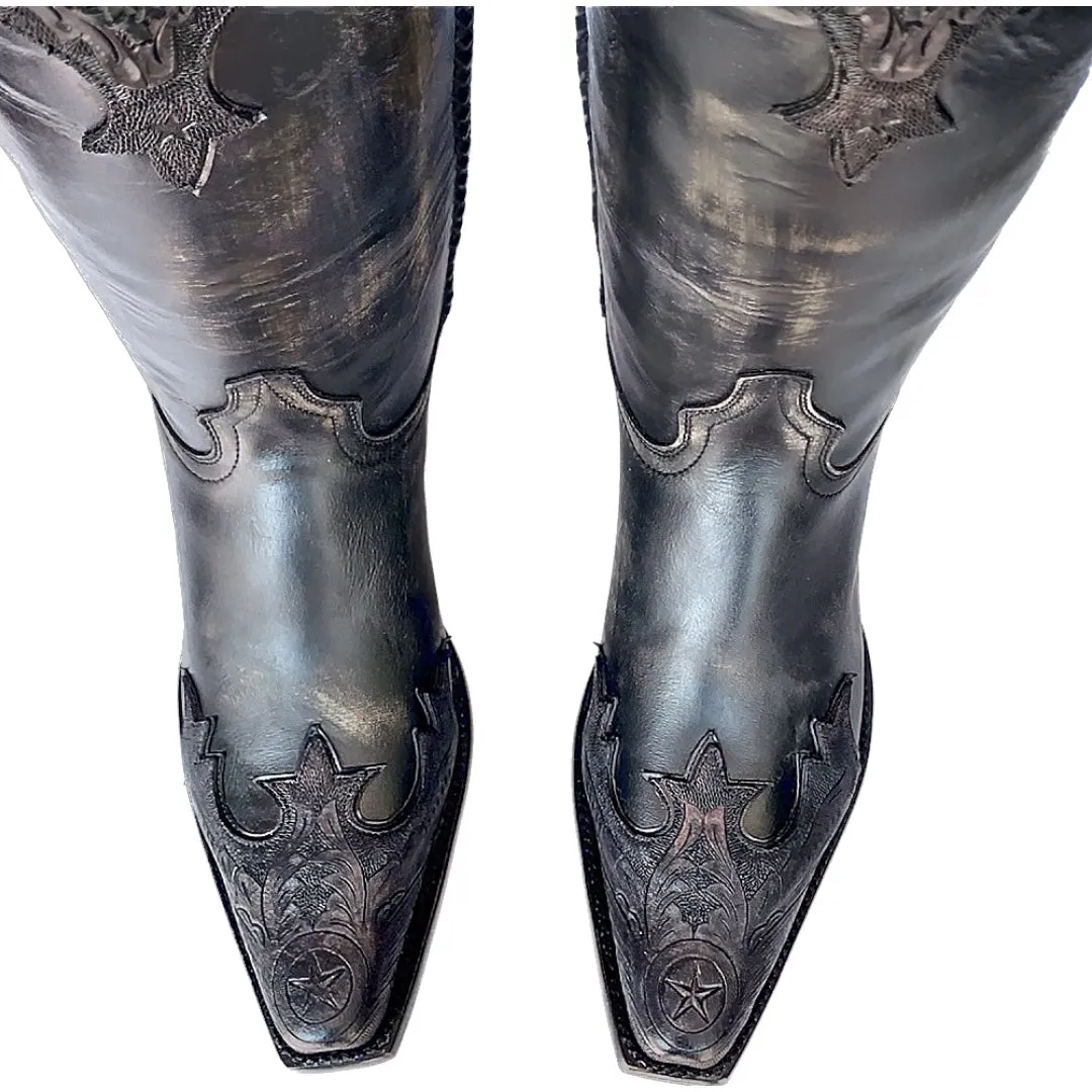 OLD GRINGO Porfirio Tooled Black Leather Cowboy Western Boots