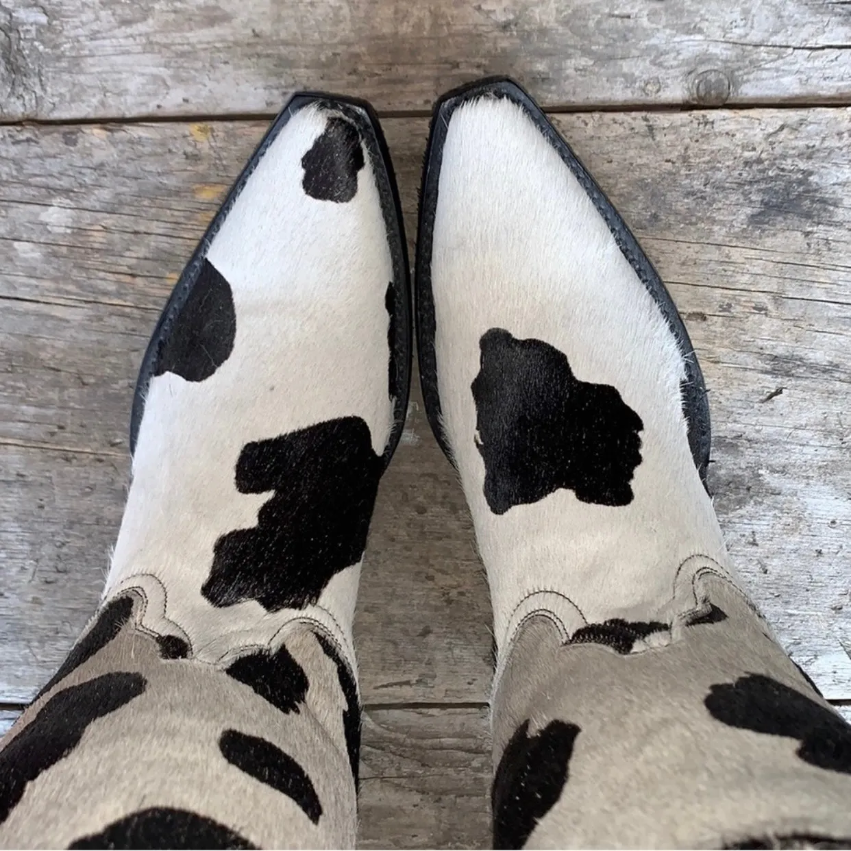 OLD GRINGO Rare Cowhide Pony Hair On White Black Cowgirl Cowboy Western Boots