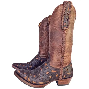 OLD GRINGO Tooled Brown Leather Tall Cowgirl Cowboy Western Boots