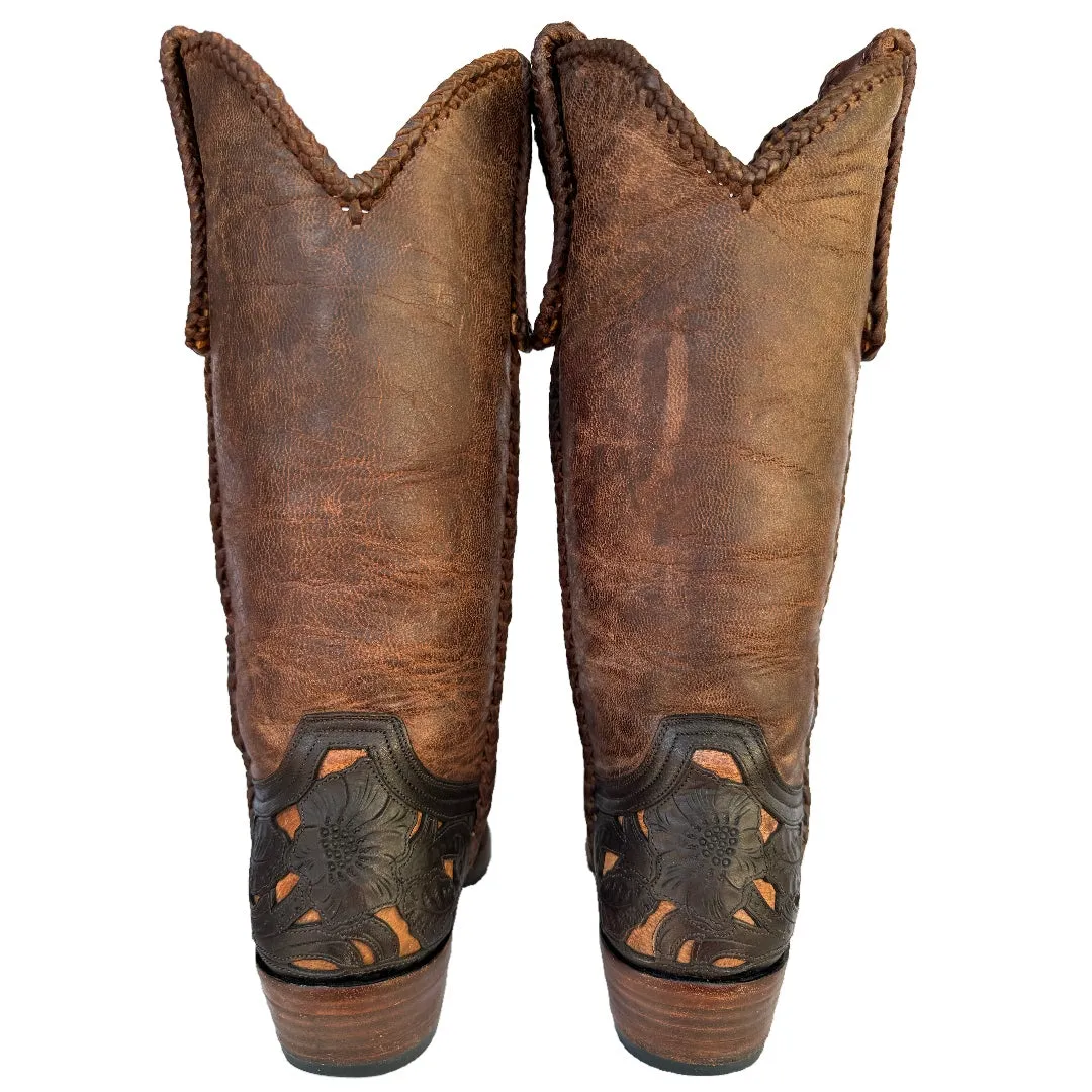 OLD GRINGO Tooled Brown Leather Tall Cowgirl Cowboy Western Boots