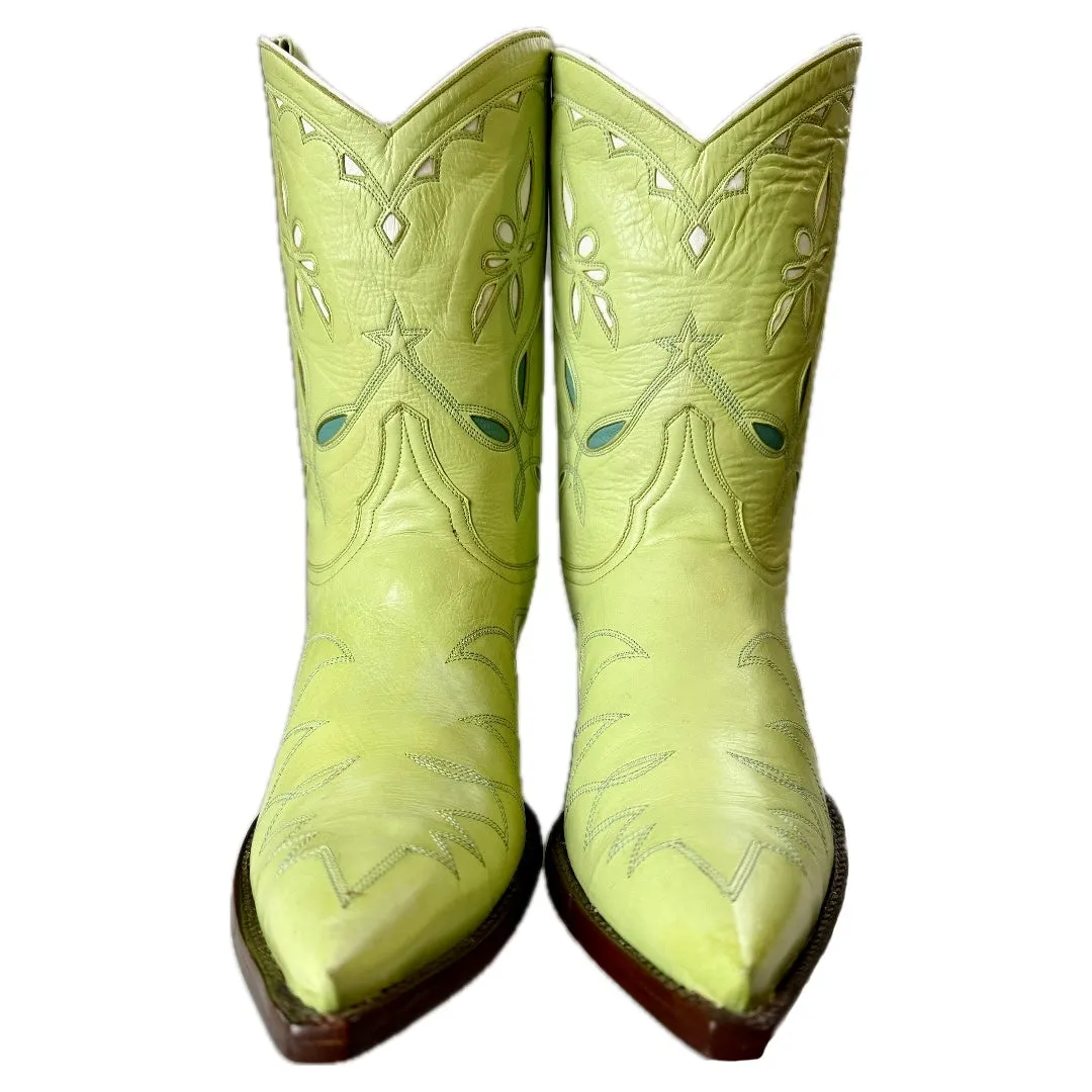 OLD GRINGO Vintage Dragonfly Green Short Peewee Cowboy Boots