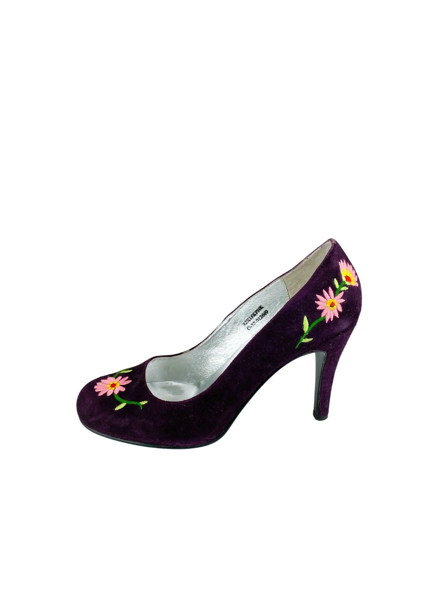 Olivia Morris for Top Shop, Women's Embroidered Suede Pump, Plum/Multi, Size 39 (8 US)