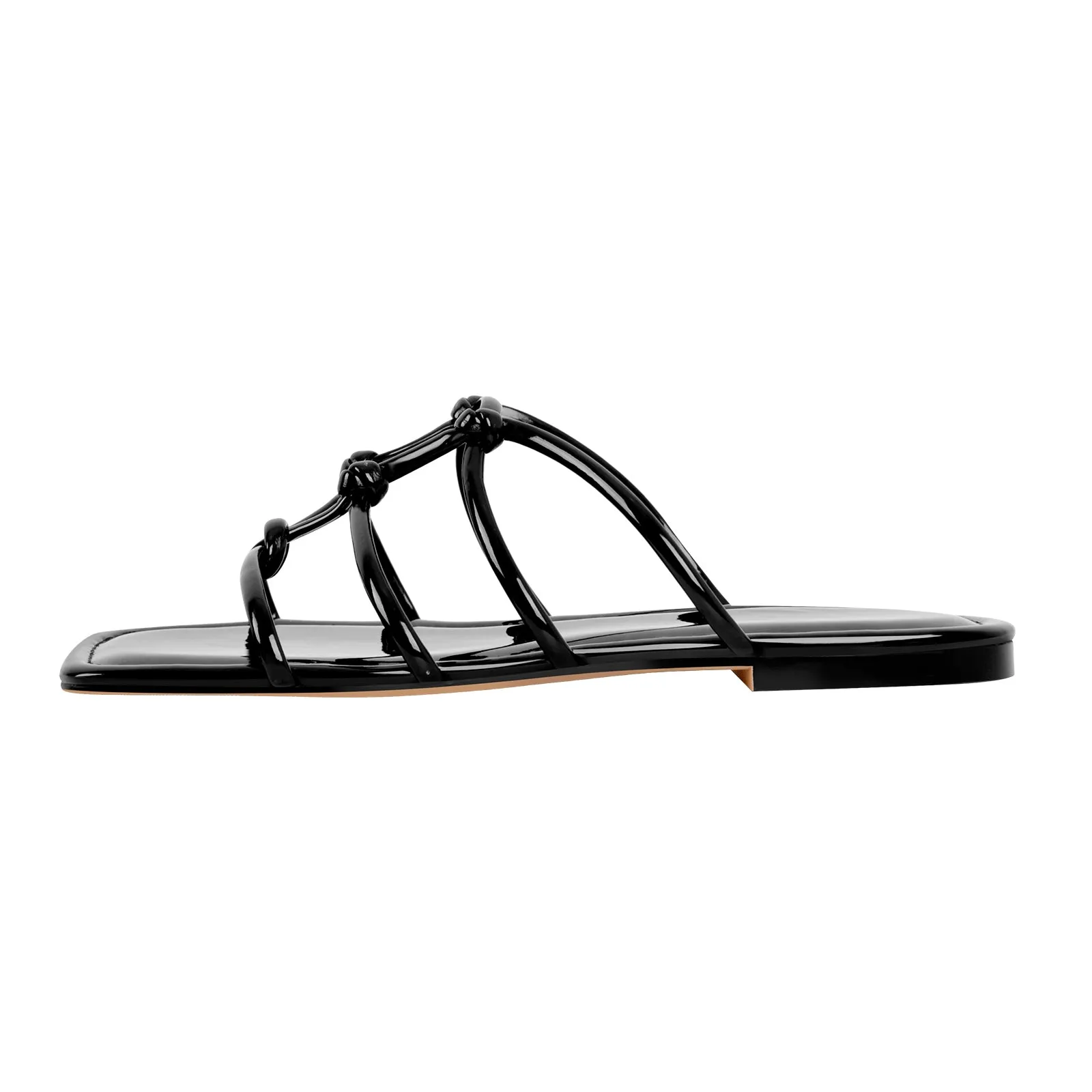 Onlymaker Flats Square Toe Knot Strap Sandals