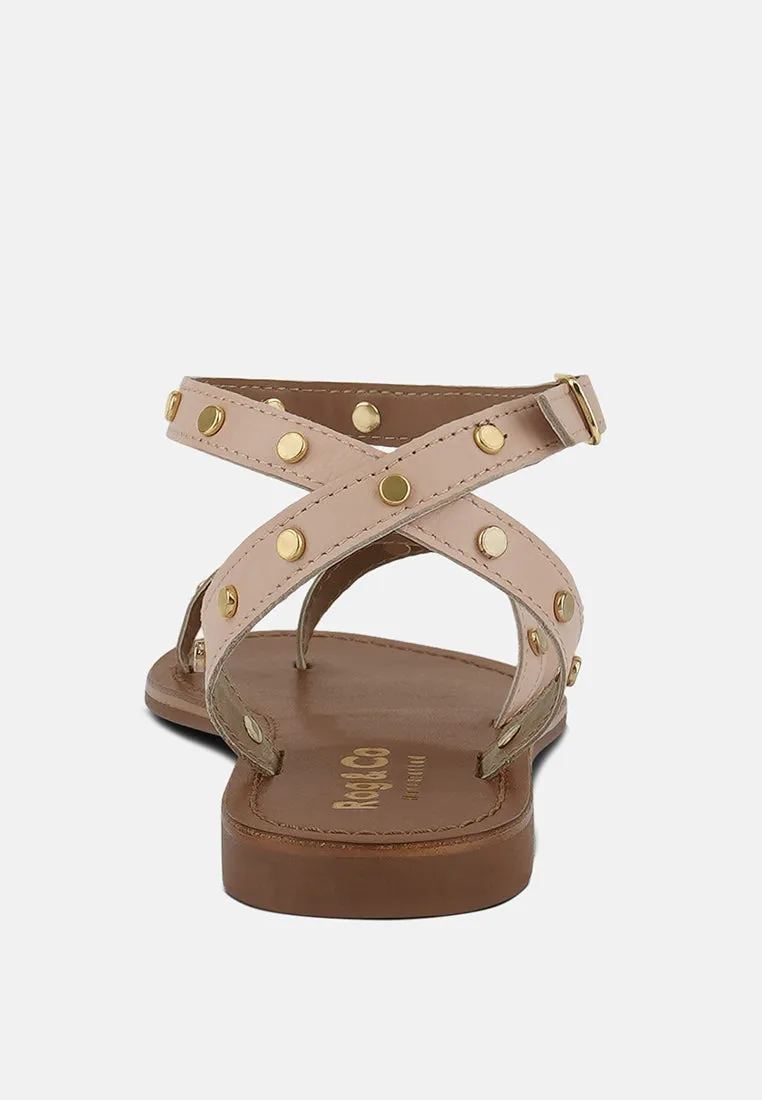 Oprah Studs Embellished Flat Sandals